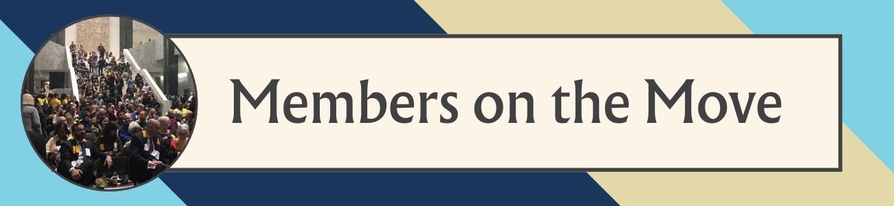 A graphic showing NYLA members congregating at the Capital, alongside text reading Members on the Move