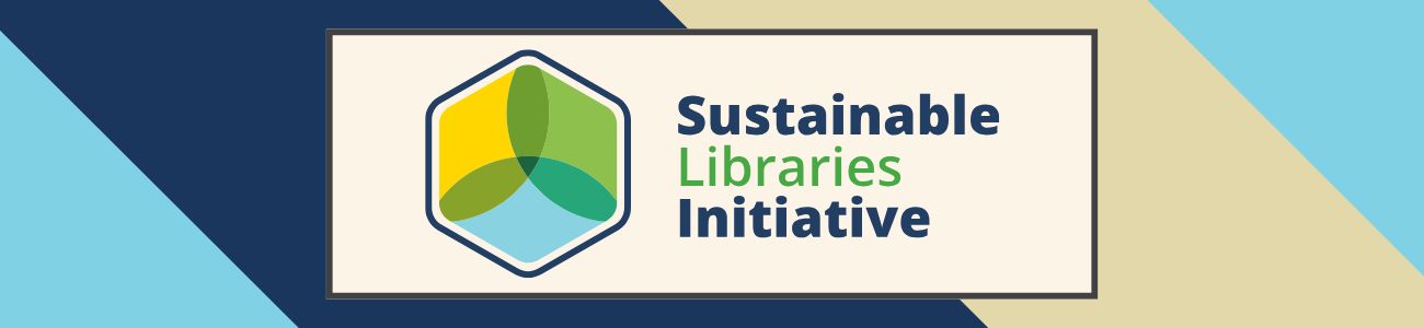 A graphic showing the logo and text reading Sustainable Libraries Initiative.