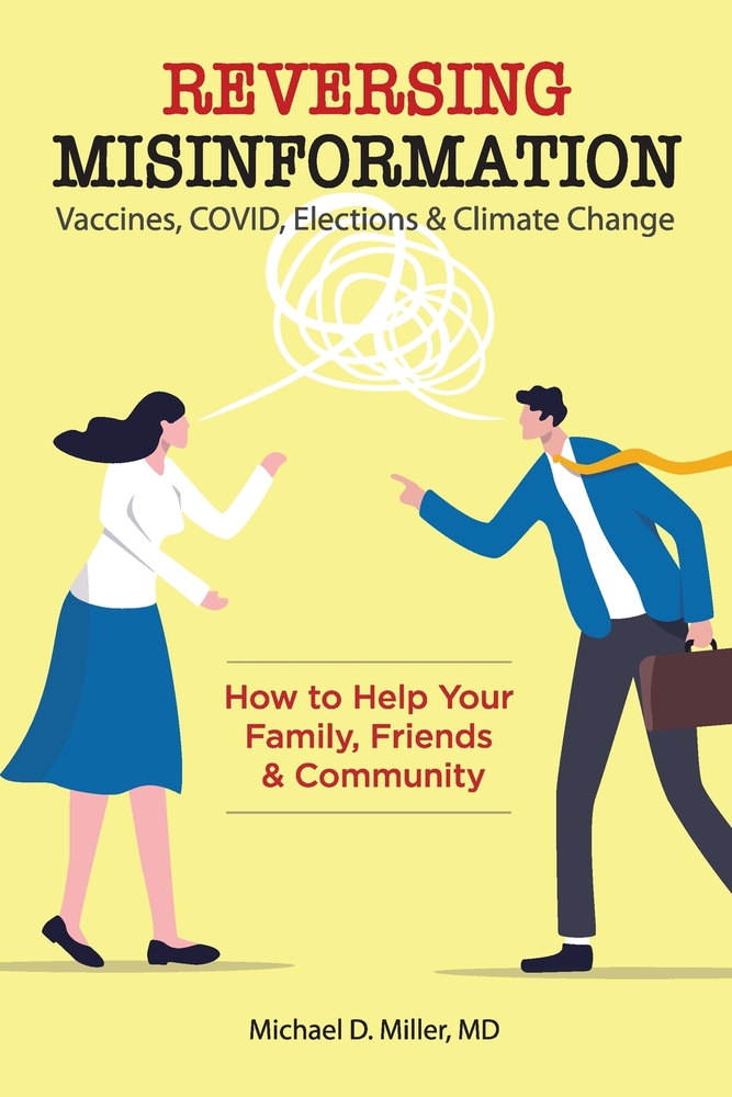 A yellow book cover featuring two people arguing with the title Reversing Misinformation.